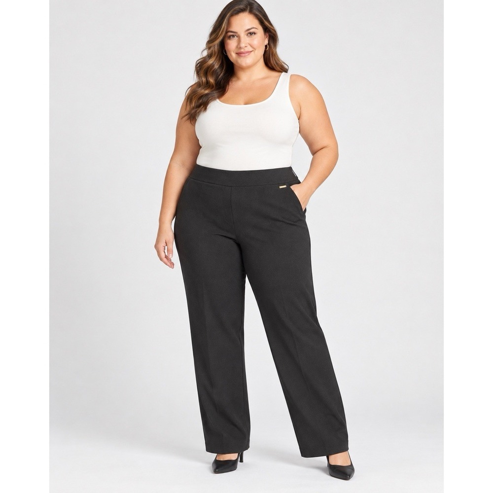 Jones New York Signature Pants 2x Black Heather Straight Leg Stretch NWT Womens